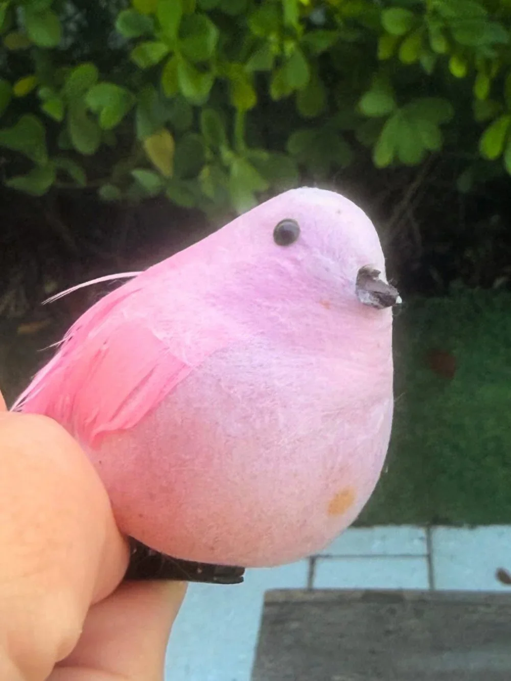 Vintage Clip On Pink Feather Bird Christmas Ornament Spring Tree MCM